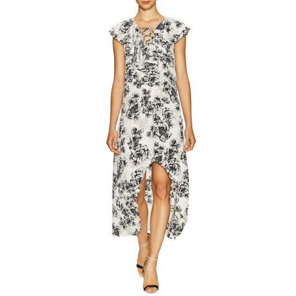 NWT Walter Baker Shanice Black & White Floral High-Low Dress Romantic Bow Size 2 - Picture 1 of 9